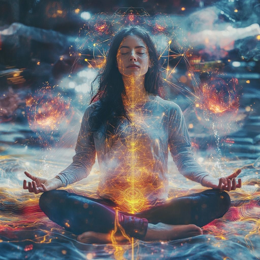 Serene meditation space with cushions and soft natural lighting